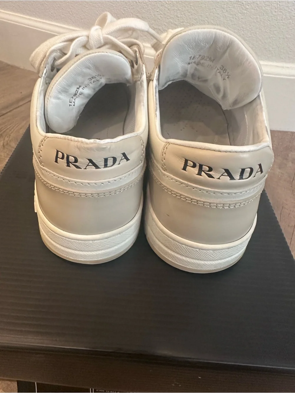 Prada Women’s Off-White Leather Low-Top Sneakers
